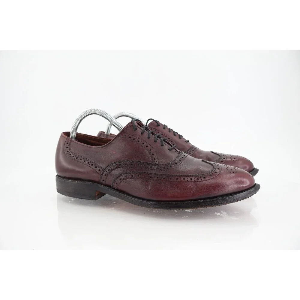 Allen Edmonds Mens Chester Oxford Size 9.5 D Burgundy Wingtip Brogue Dress Shoe